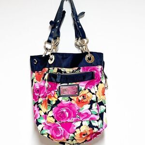 JPK PARIS 75 Black Floral Reversible Shoulder Bag